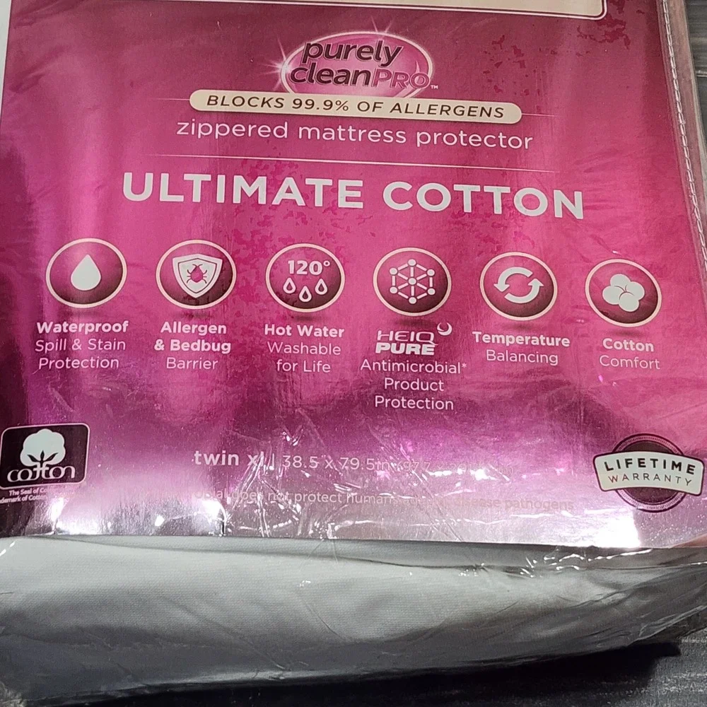 Allerease Purely Clean Pro Twin XL Zippered Mattress Protector Ultimate Cotton - Picture 6 of 8